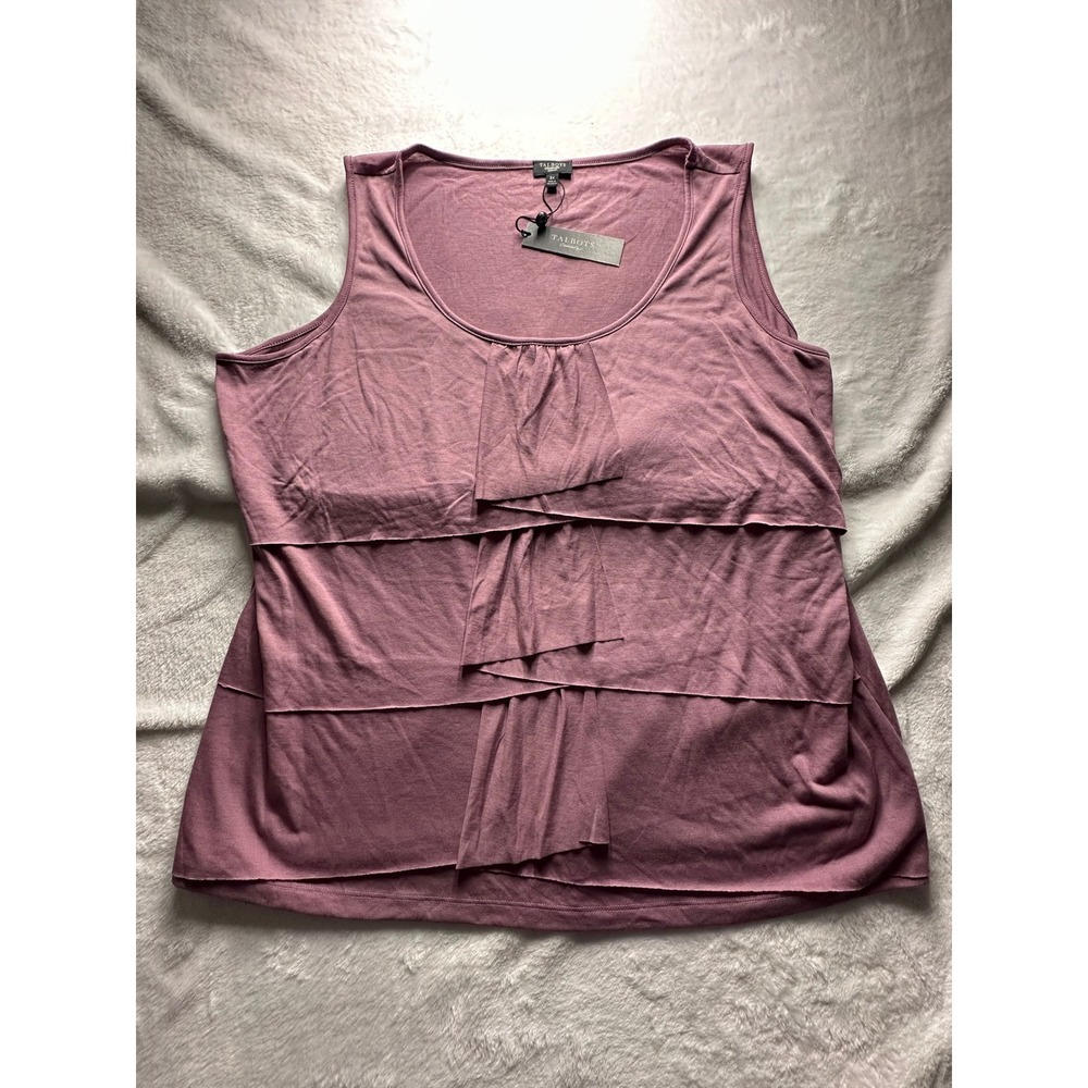 Talbots Woman Mauve Purple Tiered Ruffle Sleeveless Tank Top 3X New With Tags-21